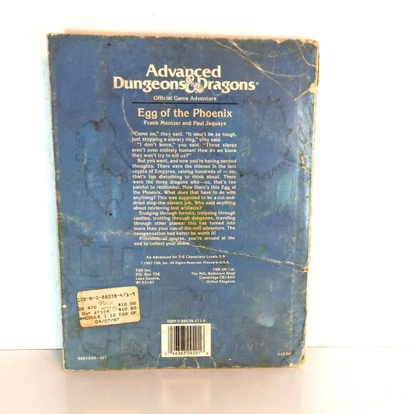 TSR AD&D Egg of the Phoenix Original 1987 Dungeons And Dragons 9201 - Picture 2 of 7